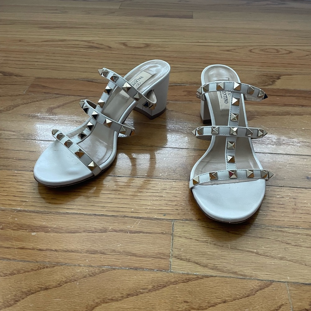 Valentino White Studded heeled Women's Sandals
